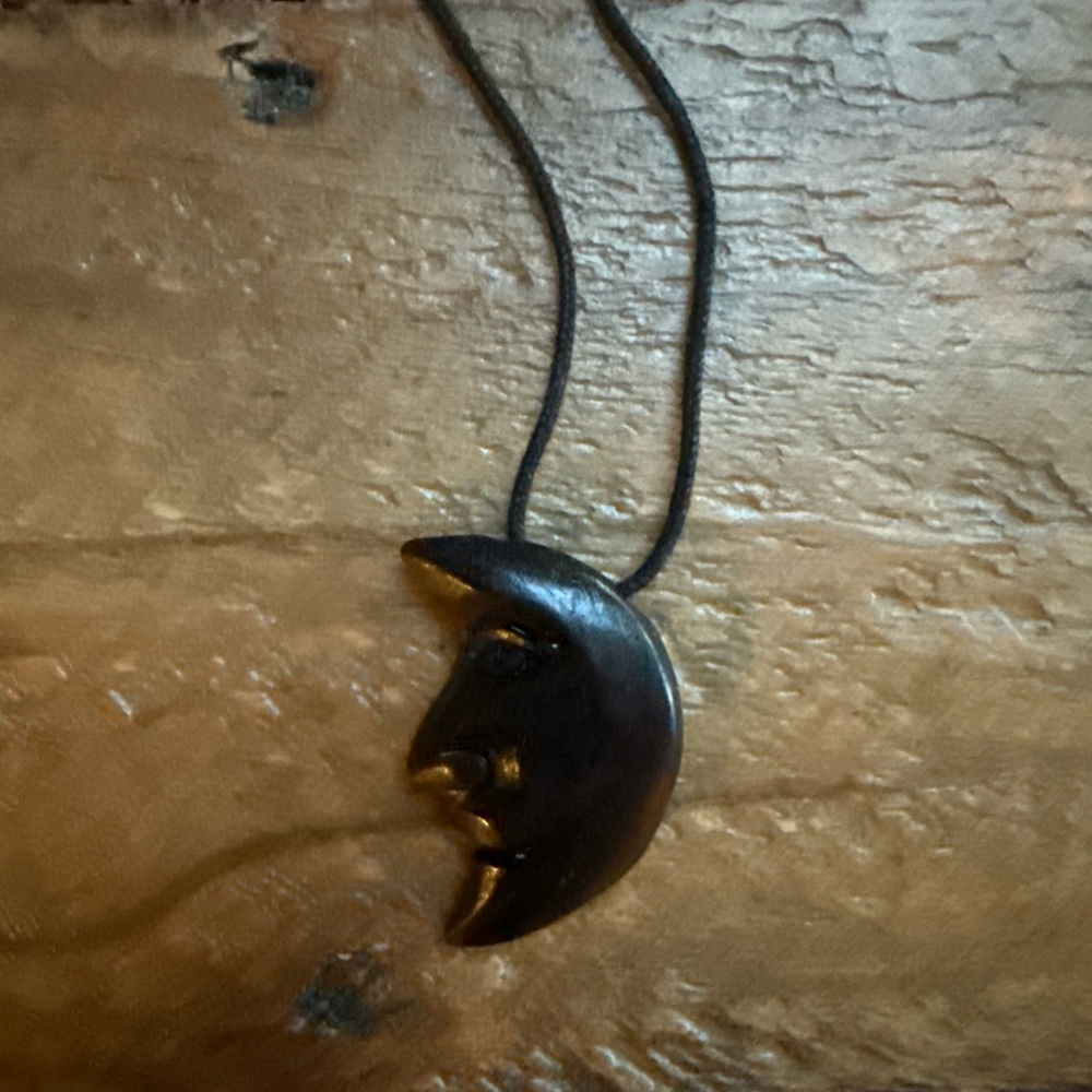 NIB Black Crescent Moon Pendant Necklace